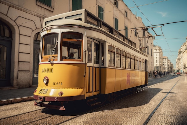 Tram or train at city