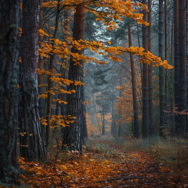 Tranquil Autumn Forest Pathway Landscape Nature Scene