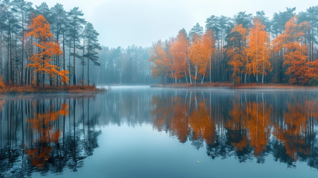 Tranquil Autumn Morning at Serene Lake Magical Photography with Nikon D3500