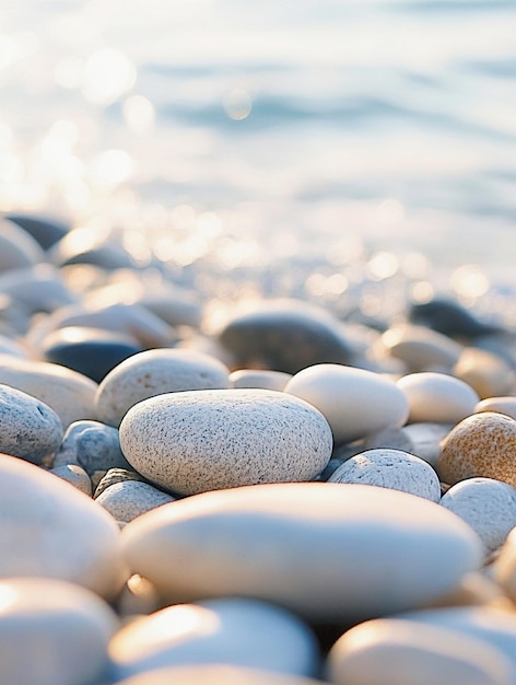 Photo tranquil beach pebbles serene coastal stones with gentle waves