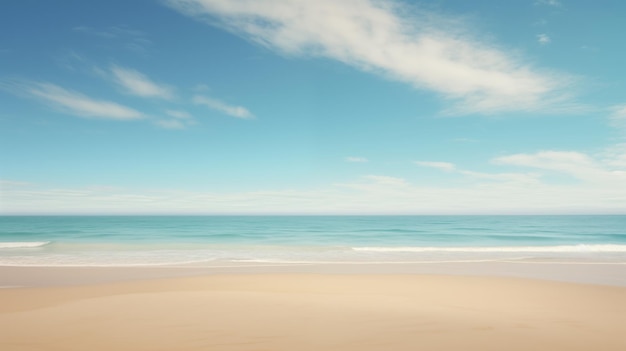 Tranquil Beach with Blue Sky and Gentle Waves on Sunny Day