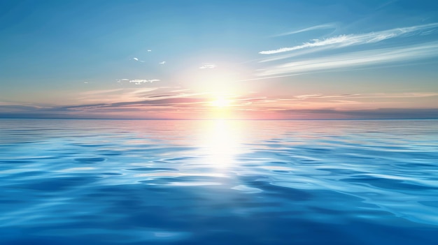 Tranquil blue ocean at sunset