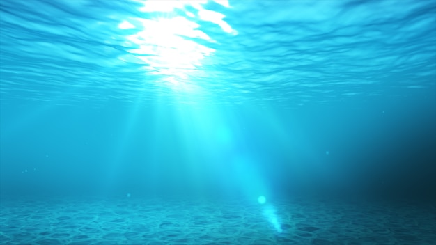 Tranquil blue underwater scene with copy space