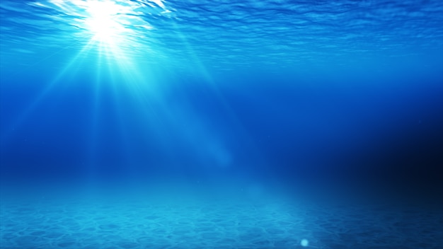 Tranquil blue underwater scene with copy space