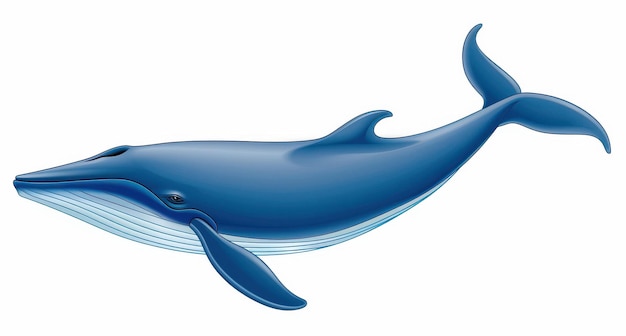 Tranquil blue whale gliding across a serene clean background