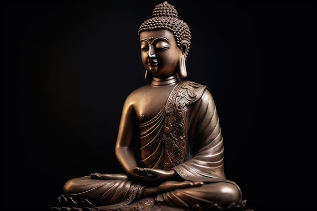 Tranquil Buddha Idol against a Dark Background