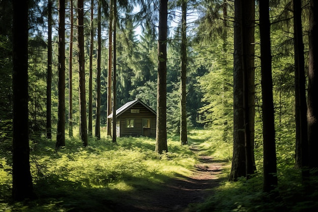 Tranquil Cabin in a Secluded Forest