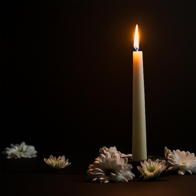 Tranquil Candlelight with White Roses on Black Background