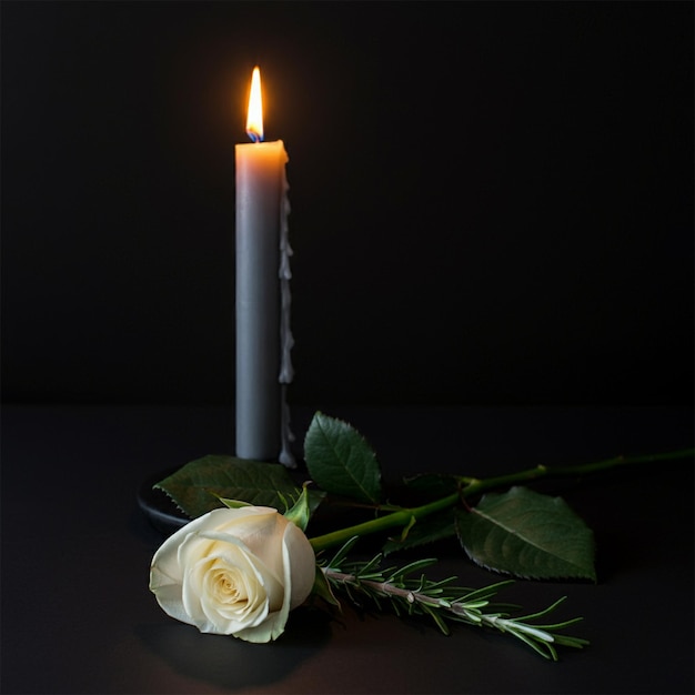 Tranquil Candlelight with White Roses on Black Background