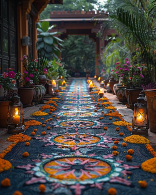 A Tranquil Courtyard Adorned Wallpaper