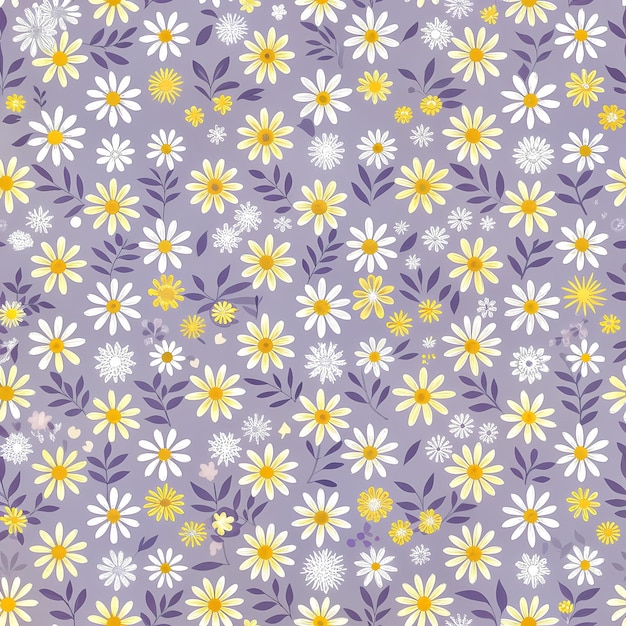 Photo tranquil daisy and lavender floral pattern ideal for home decor textile design and stationery