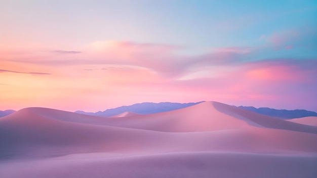 Tranquil Desert Landscape at Twilight with Pastel Sky and Soft Sand Dunes