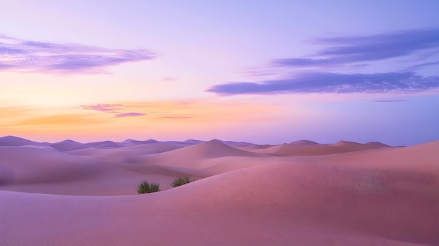 Tranquil Desert Landscape at Twilight with Serene Sand Dunes and Pastel Sky