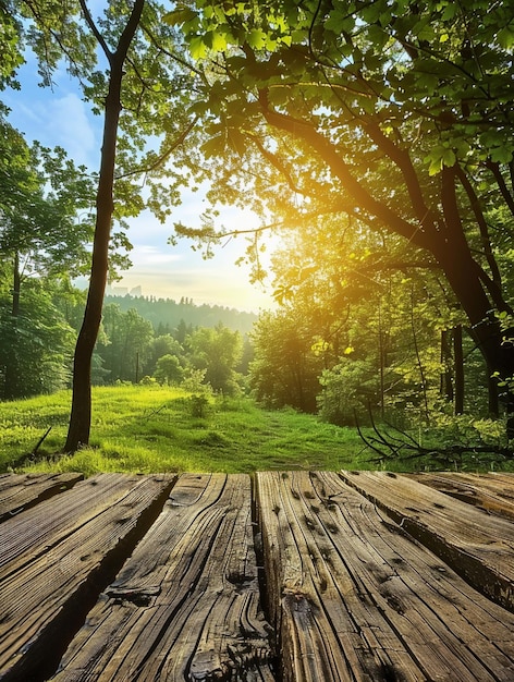 Tranquil Forest Landscape at Sunrise Natures Serenity and Greenery