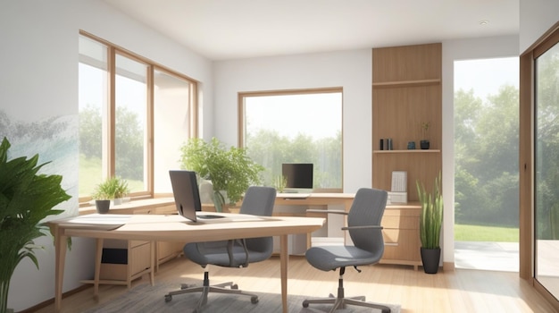 Tranquil Home Office Bathed in Natural Light