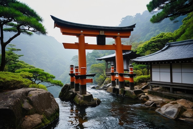 Tranquil Japanese Garden with Waterfall