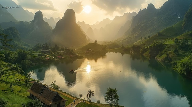 Tranquil Lake in a Lush Mountain Valley