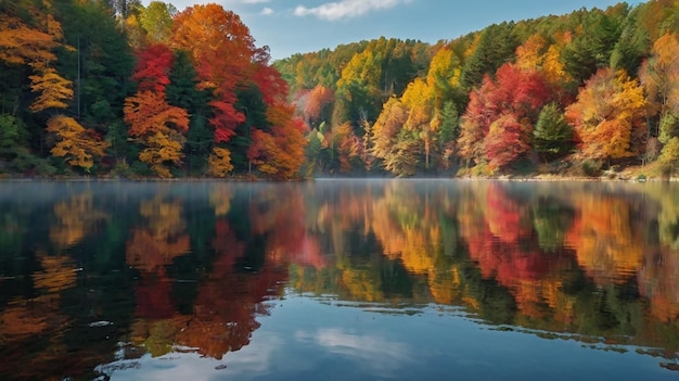 A Tranquil Lake Mirroring the Serene Beauty of its Surroundings