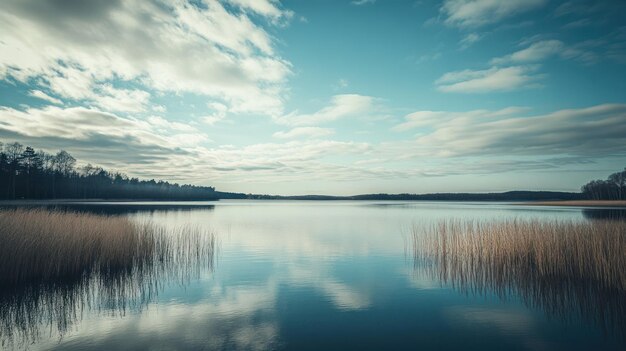 Photo tranquil lake reflections