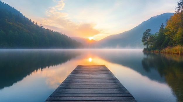 Photo tranquil lake at sunrise