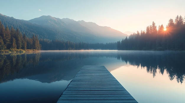 Photo tranquil lake at sunrise