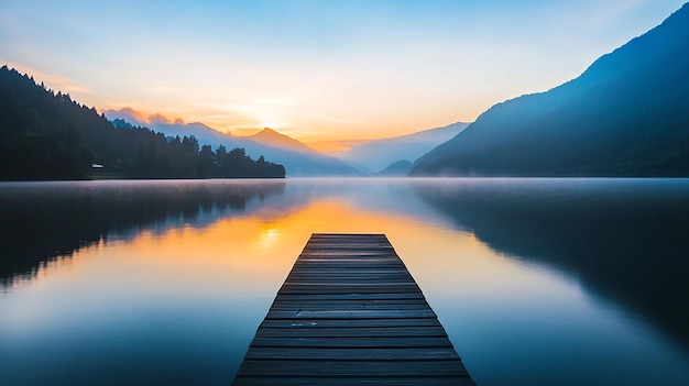 Photo tranquil lake at sunrise