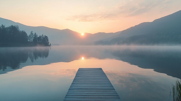 Tranquil Lake at Sunrise