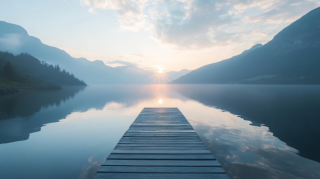 Photo tranquil lake at sunrise