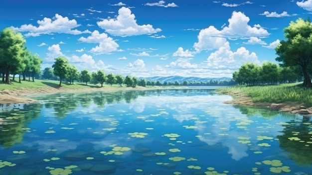 tranquil lakeside background