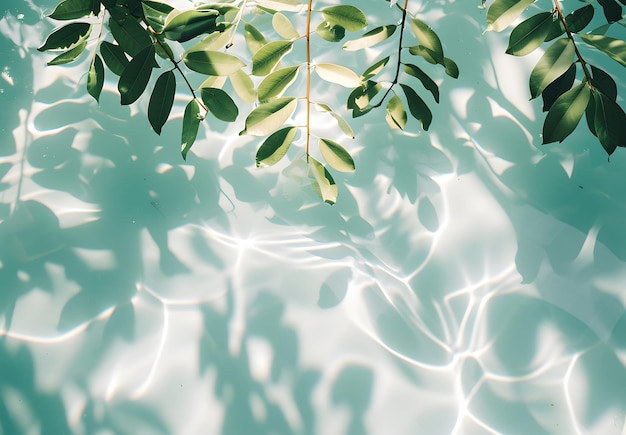 Photo tranquil leaves dance gracefully above the shimmering waters surface