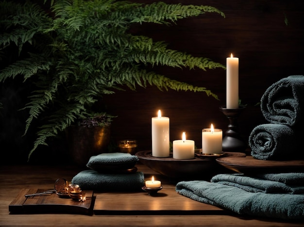 Tranquil Massage Sanctuary Wood Candles Towel