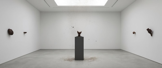 Photo a tranquil minimalist art installation space showcasing a central sculpture