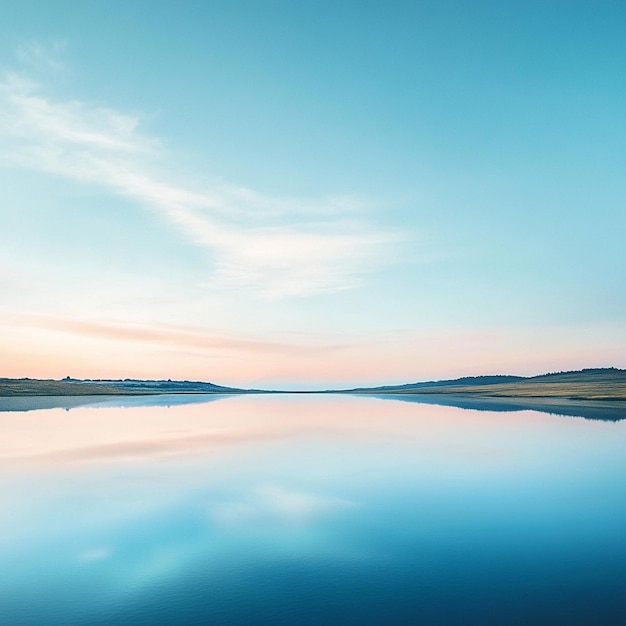 Photo tranquil minimalist reflection serene lake and sky landscape