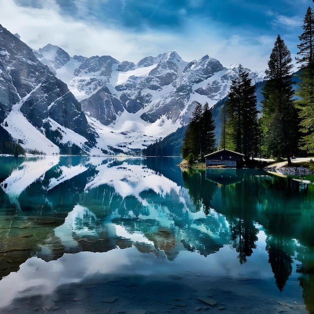 Tranquil mountain lake