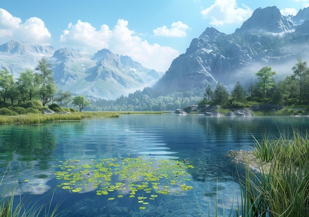 Tranquil Mountain Lake