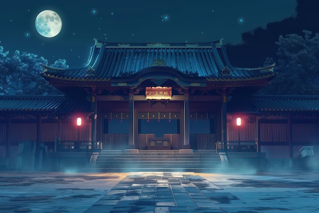 Tranquil Night at the Japanese Temple