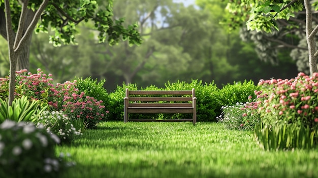 Tranquil Park Setting with Inviting Garden Bench