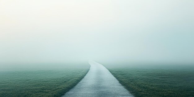 Photo a tranquil path disappears into a misty landscape inviting reflection and exploration in serene nature