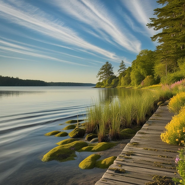 Photo tranquil and peaceful shoreline landscape