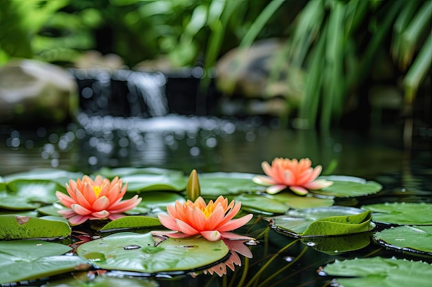 Tranquil Pond With Vibrant Water Lilies