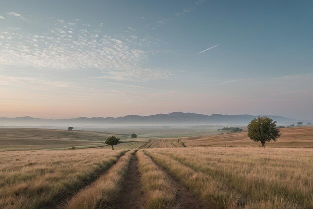 Photo tranquil prairie landscape at dusk