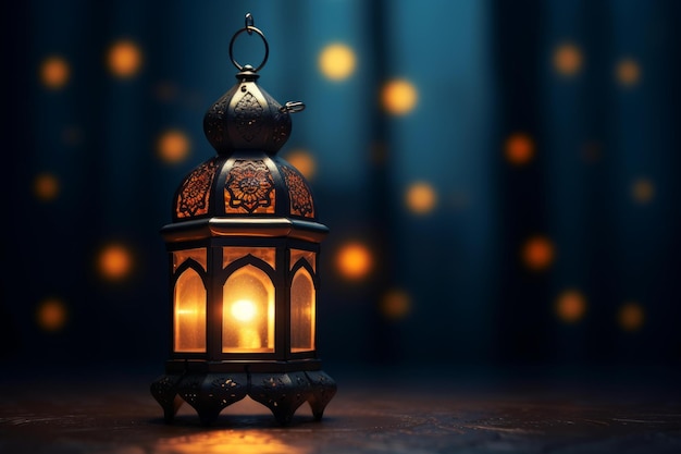 Tranquil Ramadan lantern glowing background Generate Ai