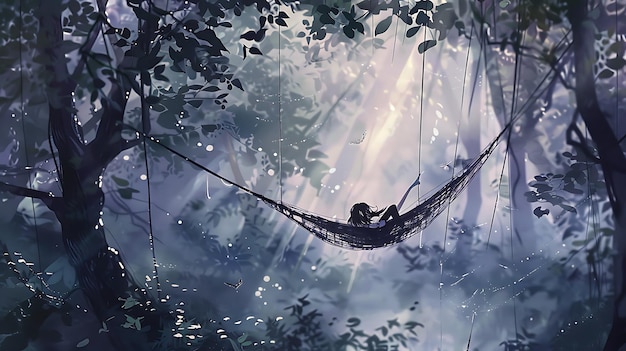 Tranquil Relaxation in a Hammock Surrounded by Nature