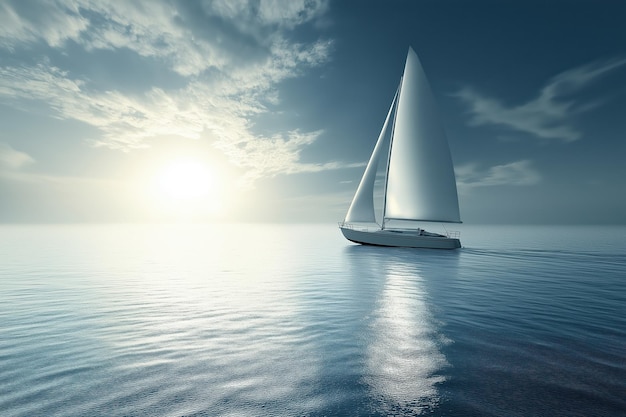 Photo tranquil sailboat on calm ocean at sunrise