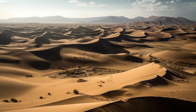 Tranquil scene of majestic sand dunes rippled generated by AI