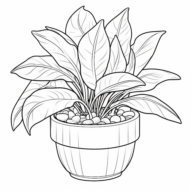 Photo tranquil serenity large pot plant coloring page inspired by kerem beyit