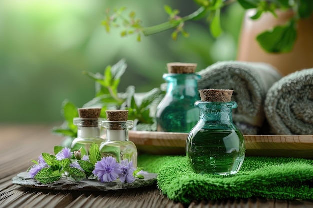 Tranquil Spa Ambiance with Candles Flowers and Towels