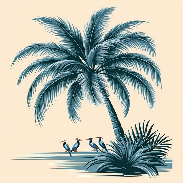 Photo tranquil summer oasis a vector illustration of a lush tropical palm tree