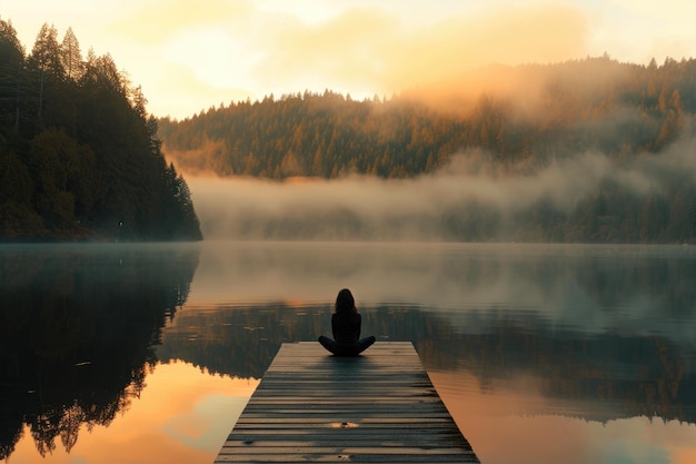 Photo tranquil sunrise meditation