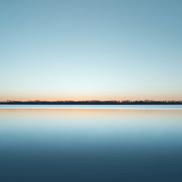 Photo tranquil sunrise over serene lake minimalist nature landscape